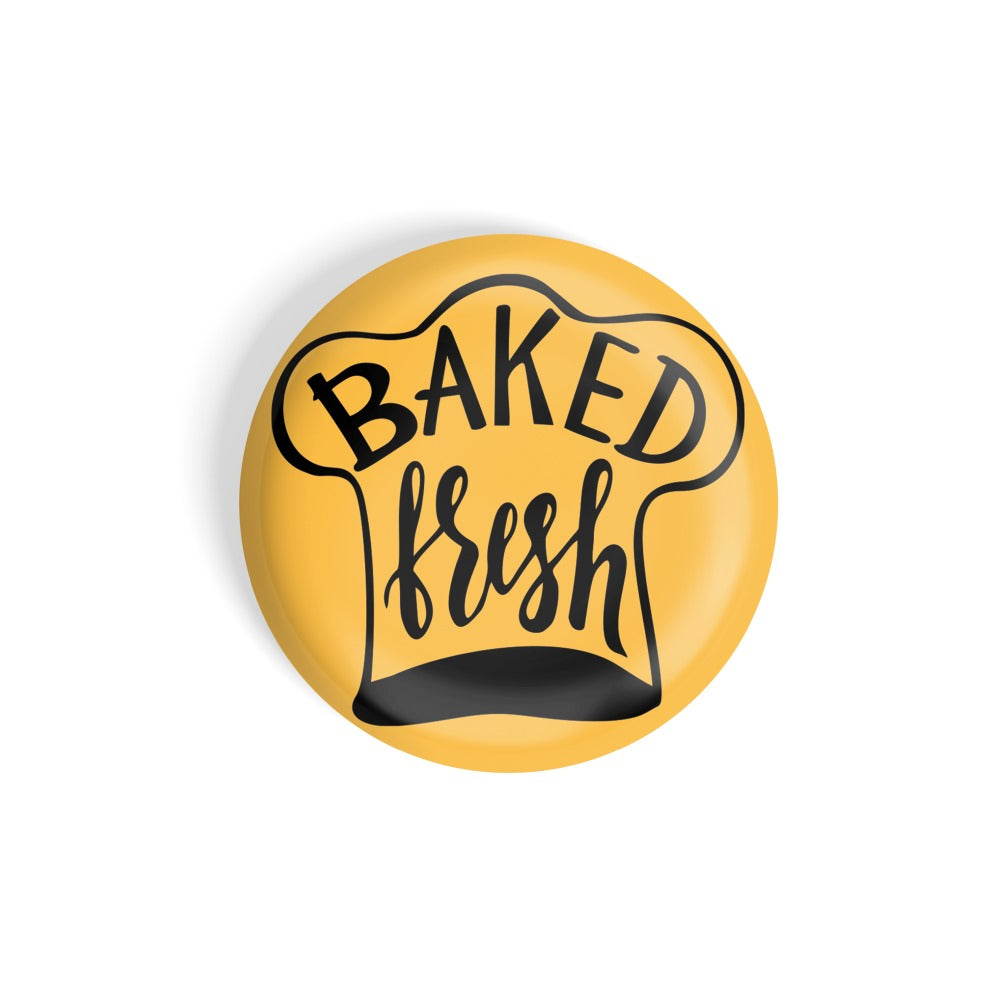dhcrafts Round Fridge Magnet Yellow Food Lovers Baked Fresh Glossy Finish Design Pack of 1 (75 mm)